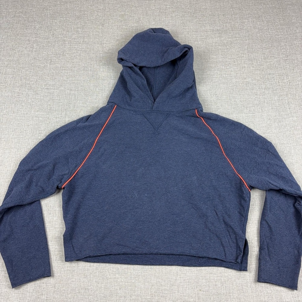 Lululemon Hoodie Womens 10 Blue Lightweight Cropped Pullover Raglan Logo Top